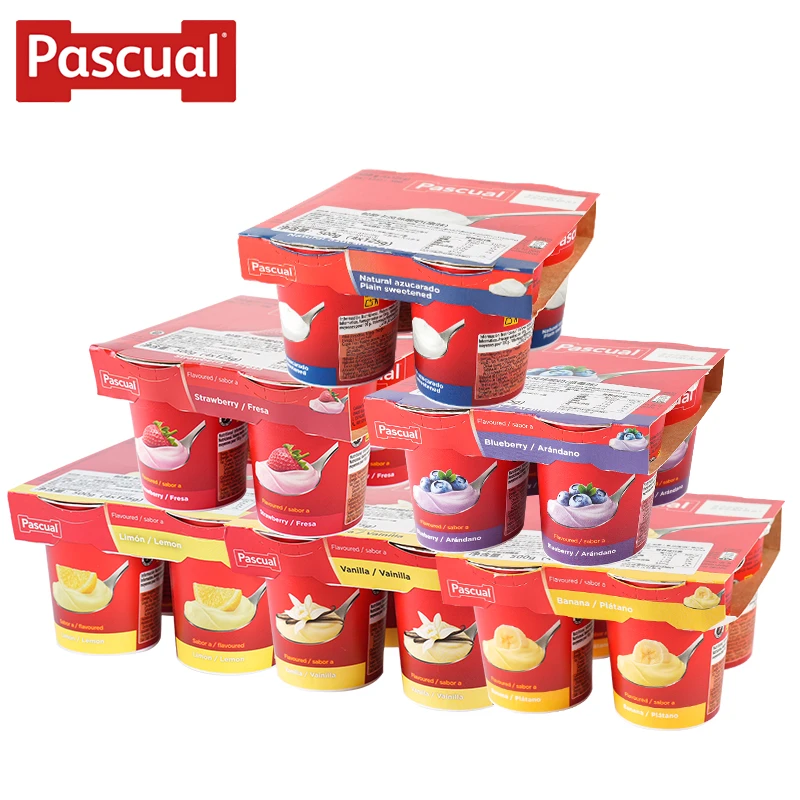 西班牙进口酸奶帕斯卡原味草莓香草香蕉风味酸奶120g*4杯