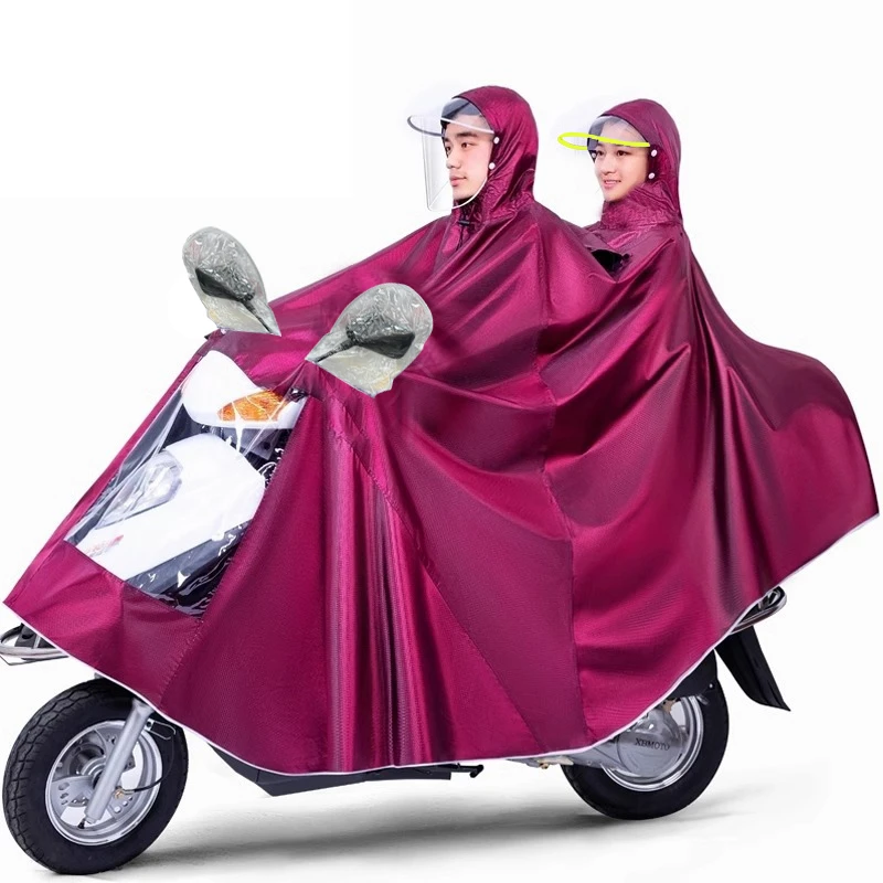 摩托车新款雨衣双人加大加厚夜间反光骑行防水电瓶车电动车雨披