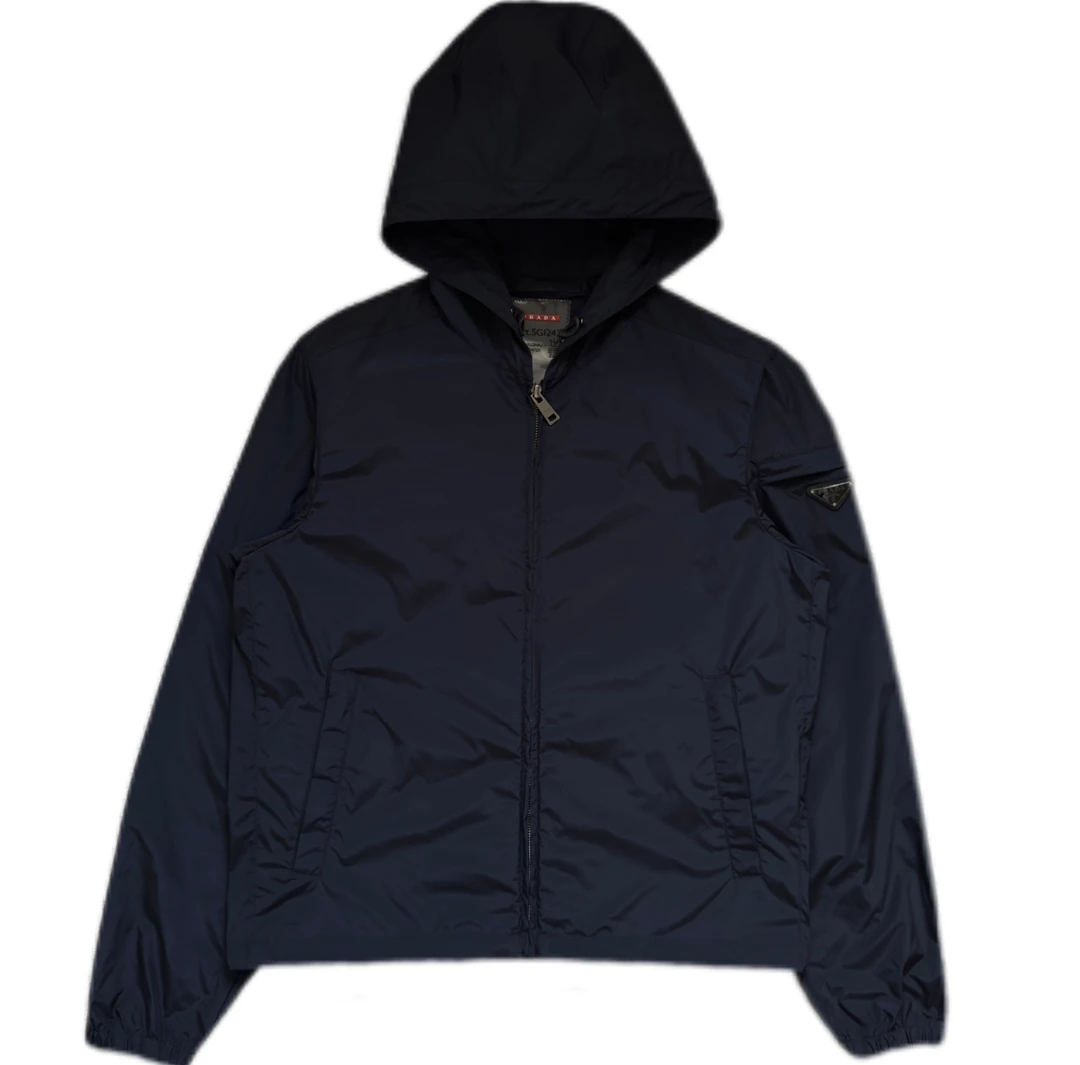 99新 Prada/普拉达 藏青色尼龙三角钢标拉链外套M码