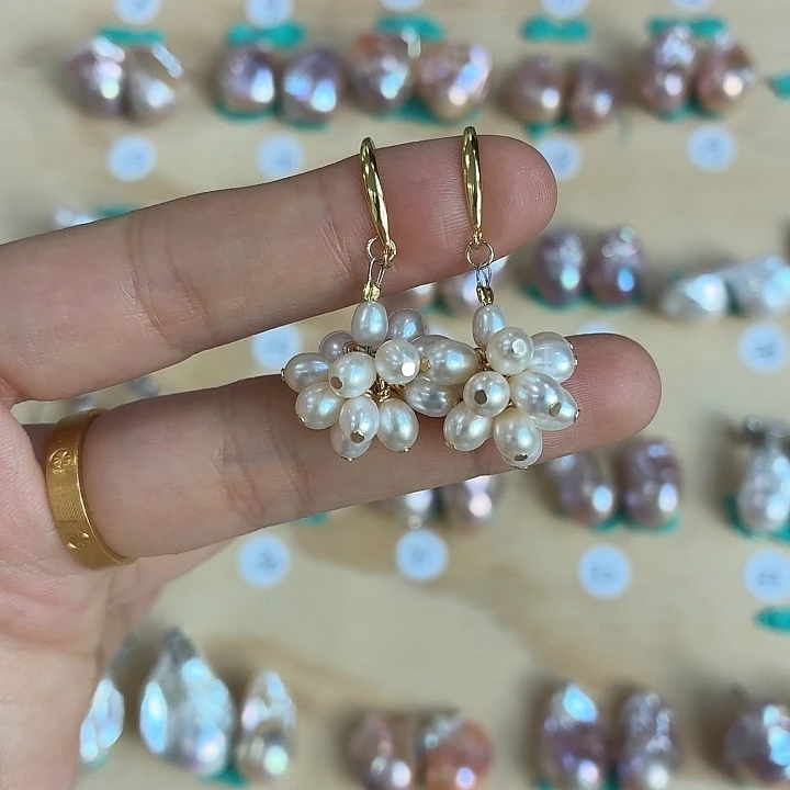 耳饰淡水珍珠银S925镶嵌