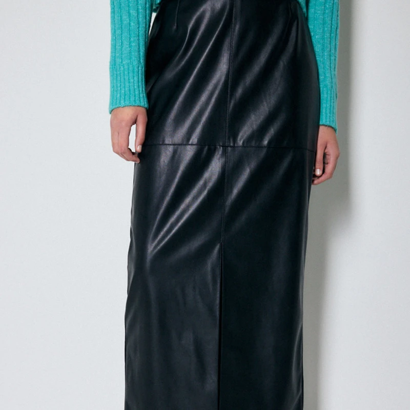 MOUSSY 秋冬摇滚风开叉一步裙皮质半身裙女010FA730-7120