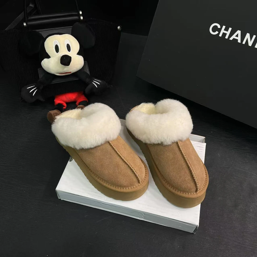 【奶油栗子】厚底包头毛毛鞋女2024秋冬季新款加绒懒人勃肯拖鞋