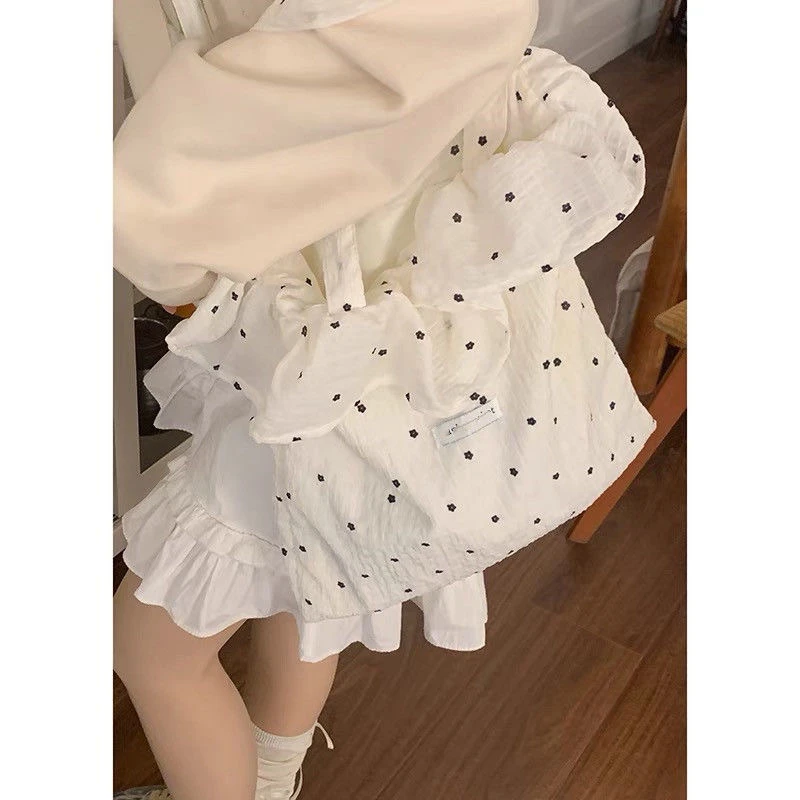 仙女单肩褶皱2025托特春夏新款网纱大容量包女雪纺包帆布包