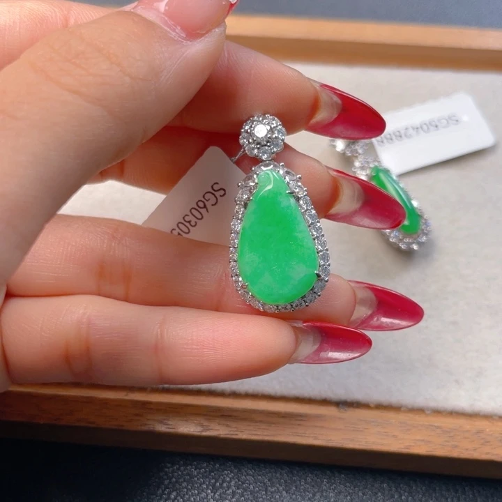 翡翠银S925镶嵌吊坠(不含链)翡翠