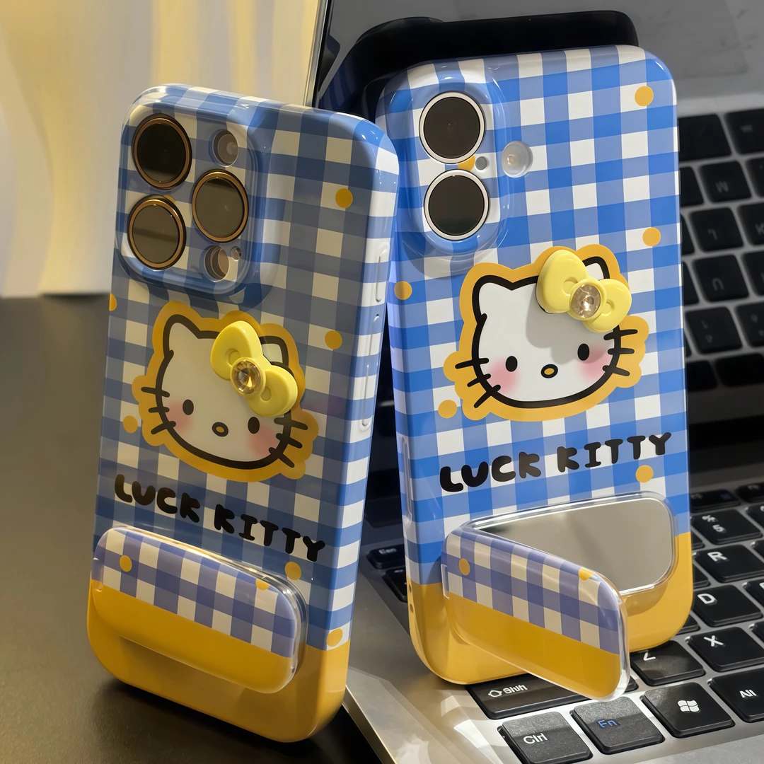 蓝格kitty支架适用苹果16手机壳iPhone15小米14vivo华为p70套oppo