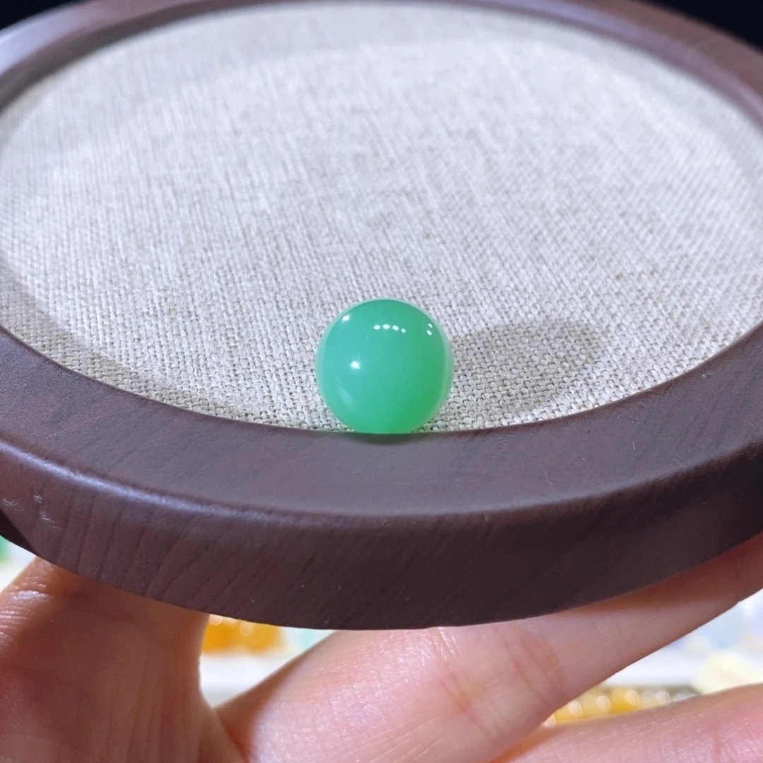 翡翠未镶嵌颈饰翡翠苹果甜绿珠12+mm