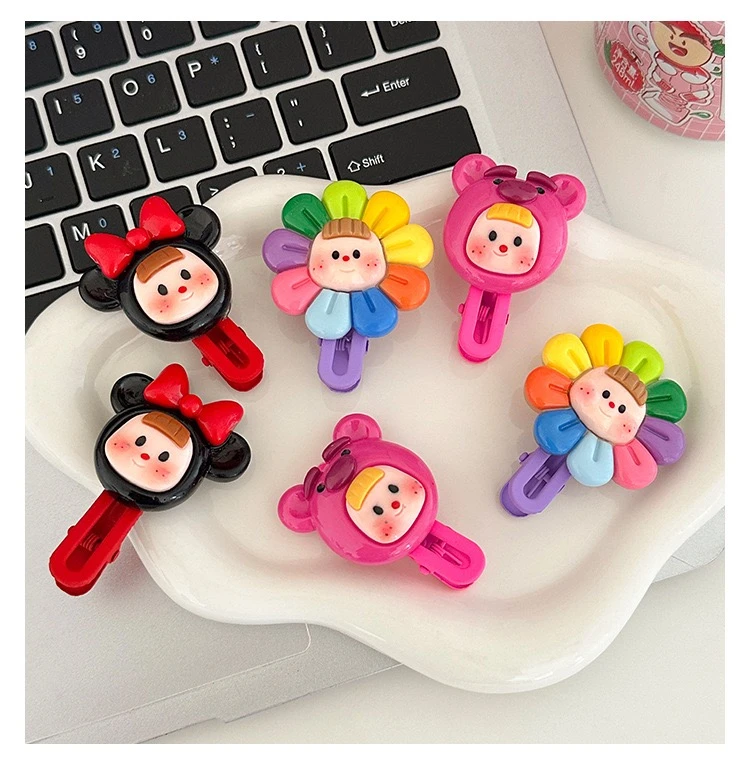 可爱儿童发夹女孩卡通彩色一字夹太阳花侧边夹子发饰