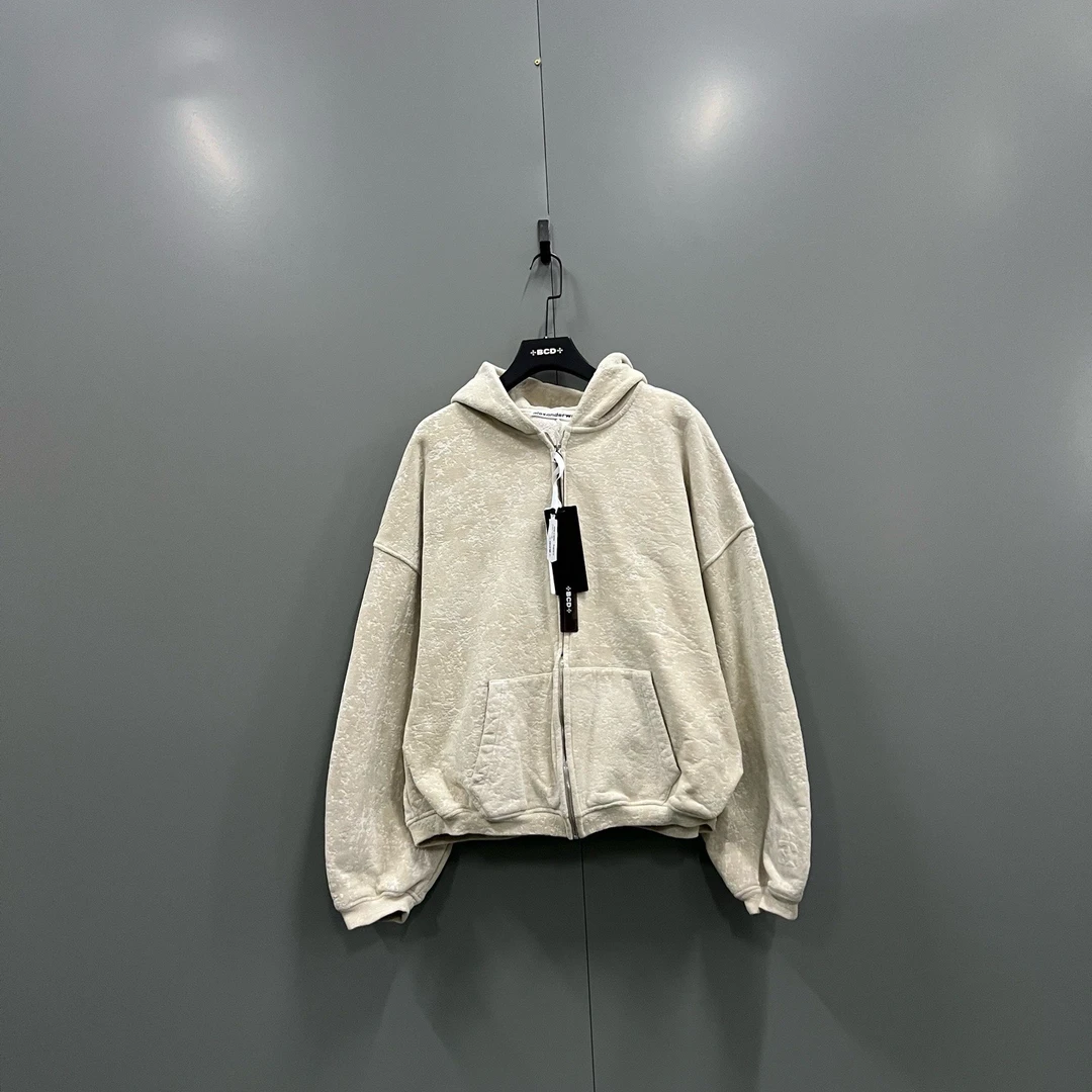 99新 maje ab87 亚历山大王 017982 植绒毛圈拉链帽衫 S码