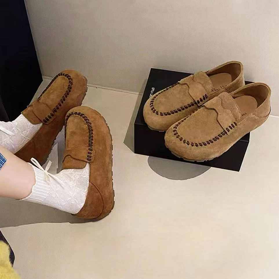 2025秋季百搭平底女瓢鞋休闲舒适软底两穿豆豆鞋女单鞋