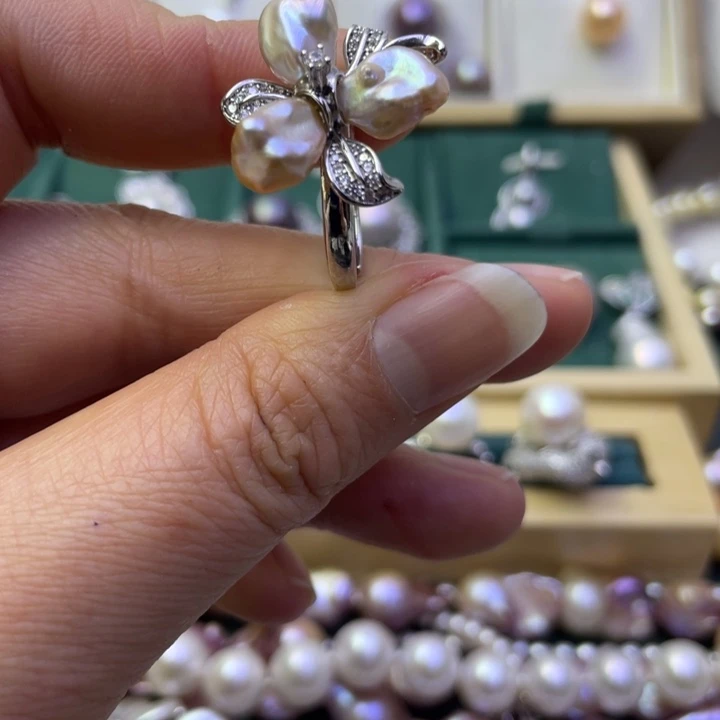 淡水珍珠戒指合金