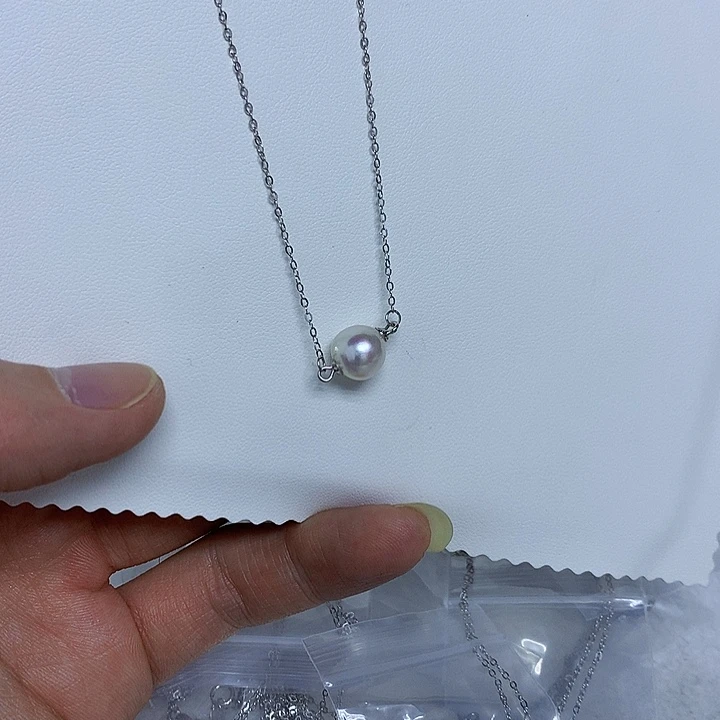 银S925镶嵌海水珍珠套链8-9