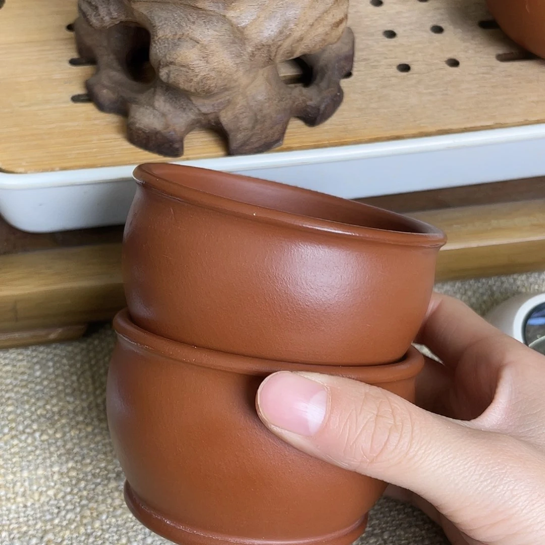 紫砂茶壶赵庄朱泥主人杯 两只
