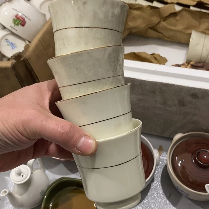 瓷片春蕾底标象牙瓷无把杯4只