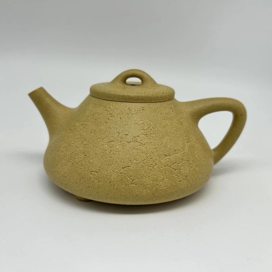 《子冶石瓢》【0添加无碳酸钡】宝山矿区本绿刻绘玉兰花鸟（微瑕）200C