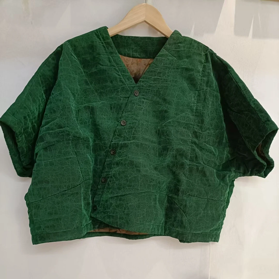 衣介分享 慢慢变蓝 茶 系列  V领  斜门襟 棉服332051