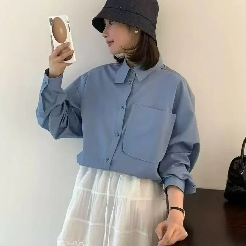 衬衫长袖衬衣女2025夏季新款韩版文艺感休闲单排扣气质上衣