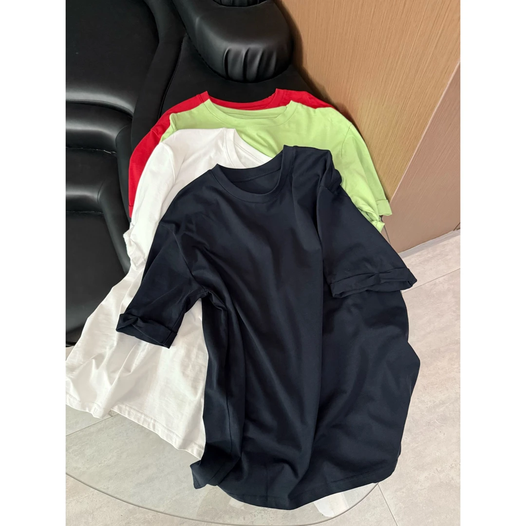 2025春款新品【翻边袖简约T恤】百搭洋气翻边袖简约T恤