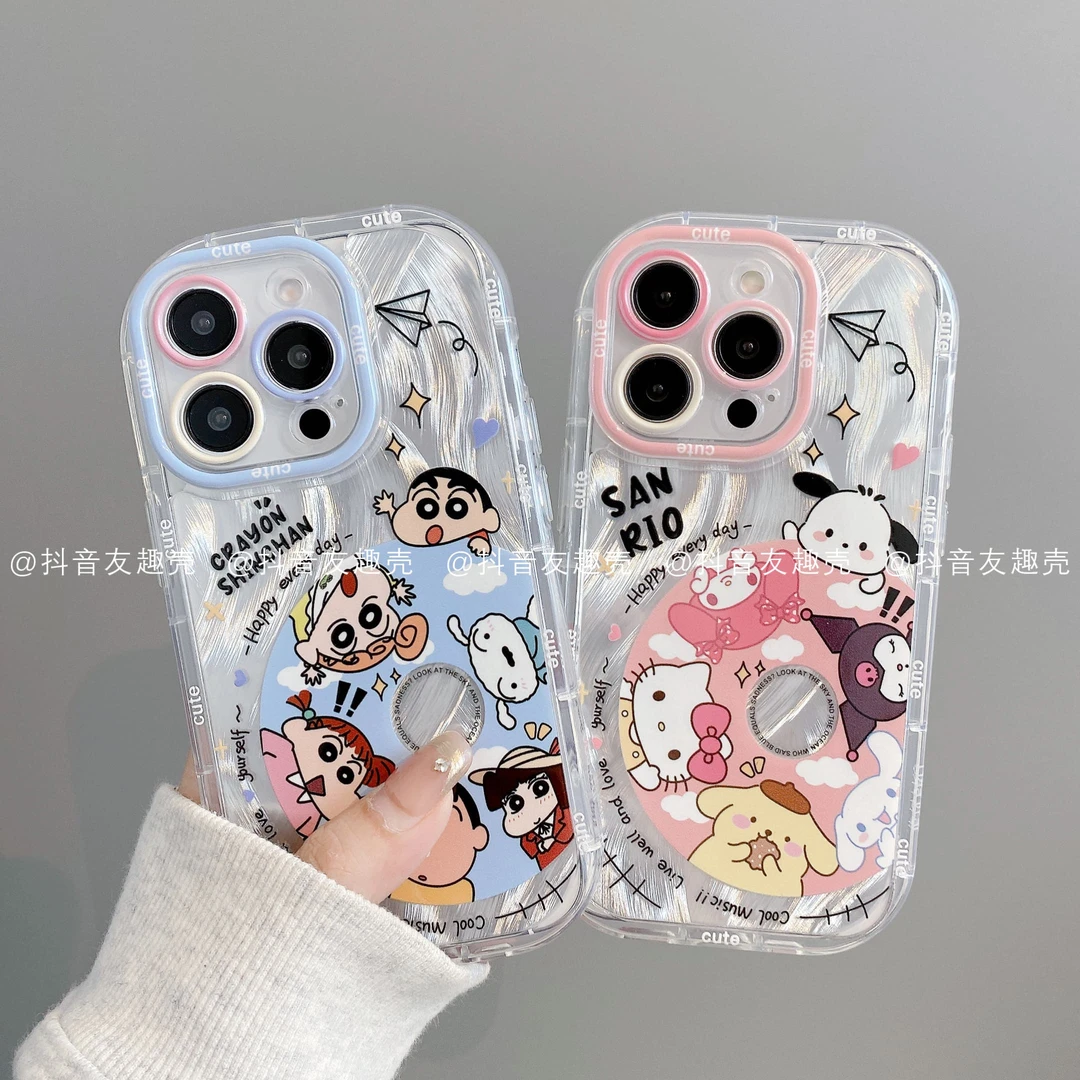 适用于苹果16新款华为vivo小米oppo泡芙羽纱手机壳三丽鸥小新创意
