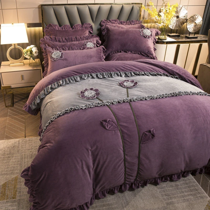 保暖水晶绒床单四件套床上用品双面珊瑚绒牛奶绒被套短毛绒床罩冬