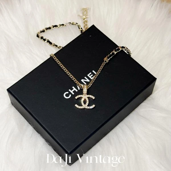 大吉中古/Chanel香奈儿皮穿链双c满钻项链