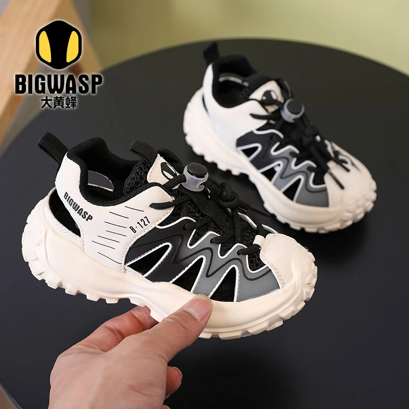 大黄蜂包头运动凉鞋儿童鞋2025夏季甜酷撞色潮软底小童3-12岁大童