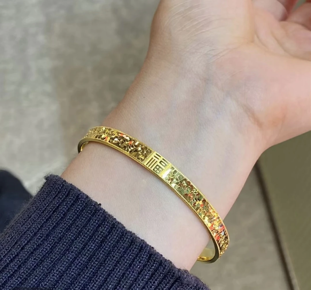 足银手镯 【龙鳞福】原创简约欧若风