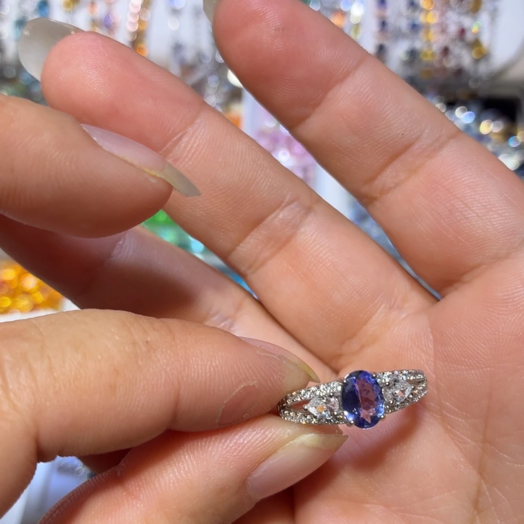 戒指坦桑石银S925镶嵌