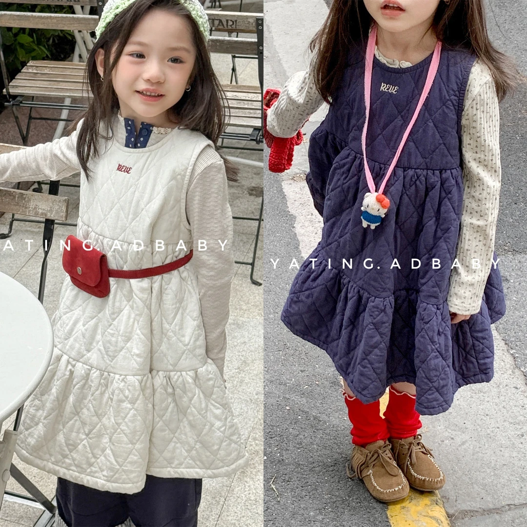 2025湖州织里童装秋冬装新款女童韩版长袖绗棉连衣裙秋款裙子6578