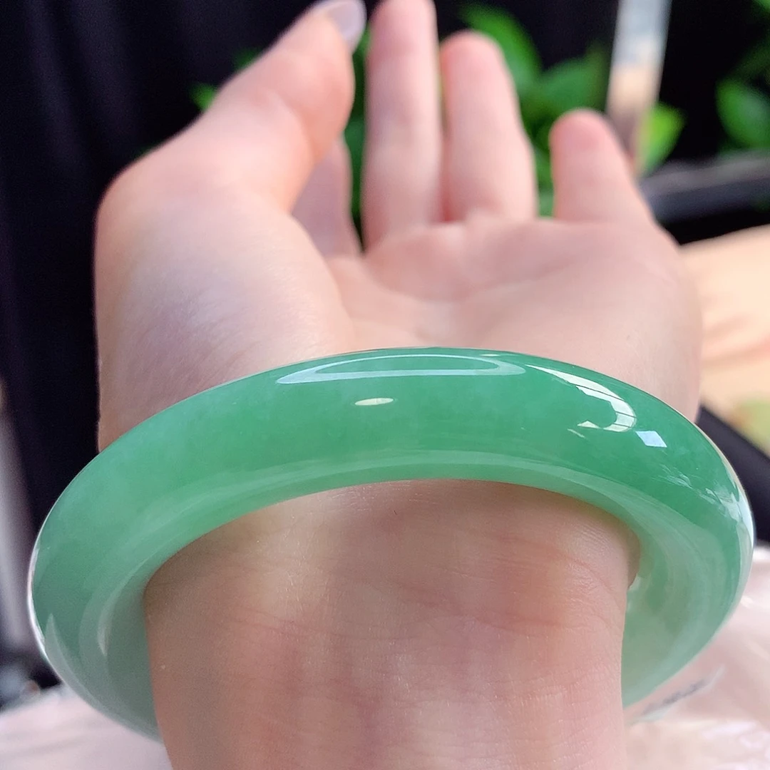 未镶嵌手镯翡翠天然A货翡翠55-56卡双十二胖圆富婆绿6号