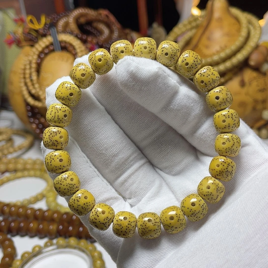 手串星月菩提10-9老型桶月朗星稀鸡油黄原生态