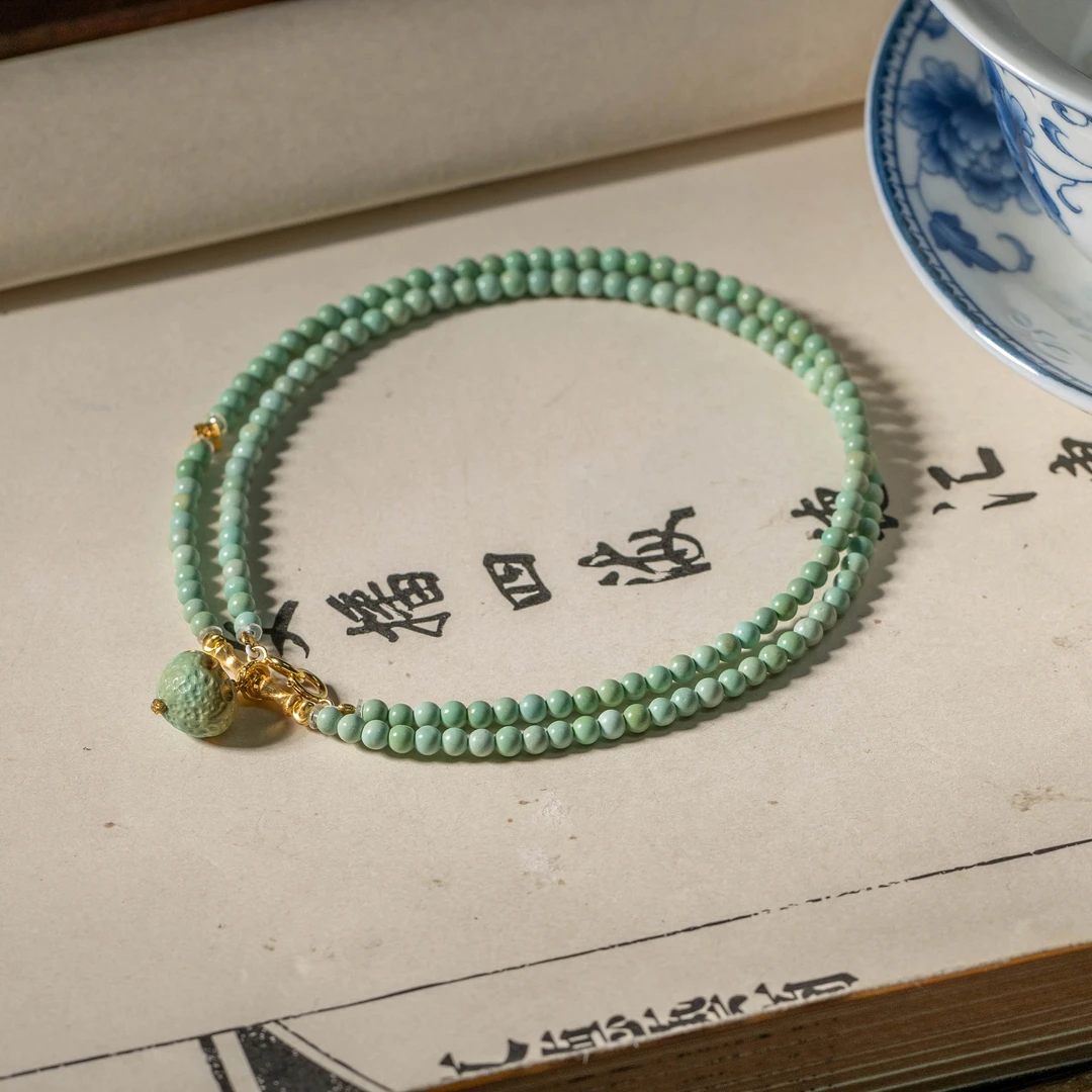 【世间臻宝】18K绿松石DIY圆珠项链/Q1782/多样性发/2mm/42cm/10