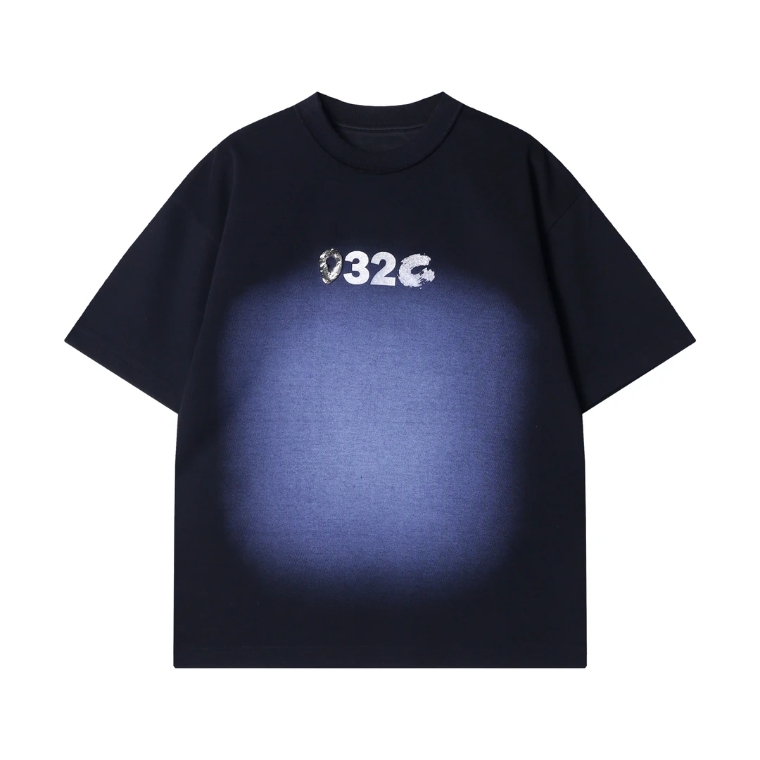 夏季新款时尚个性休闲印花字母晕染渐变冰感潮酷百搭圆领上衣