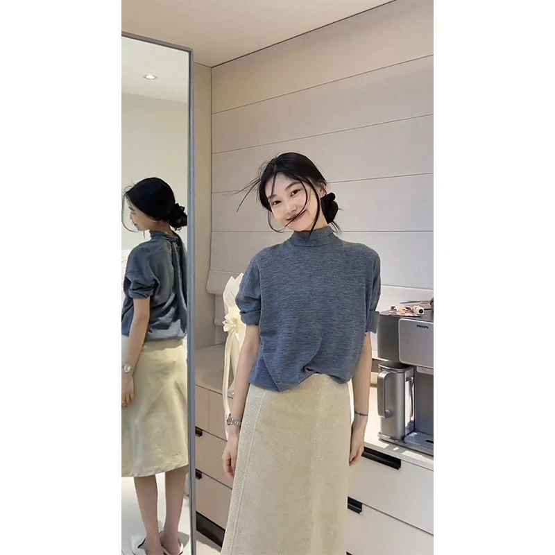 MARIE.COCO秋季新款设计感半高领上衣女气质半身裙套装清冷系衣服