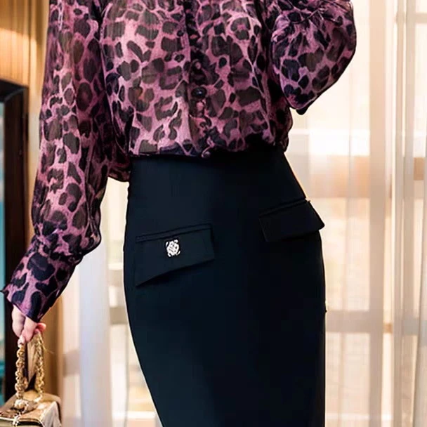 8831-B-4-3-5   新款欧若拉女装气质显瘦修身时尚西装包身半身裙