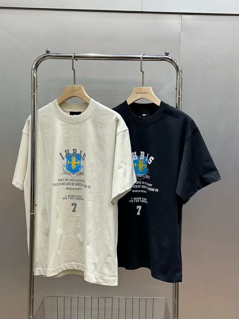 男士夏季美式复古圆领短袖T恤潮牌印花重磅高克重