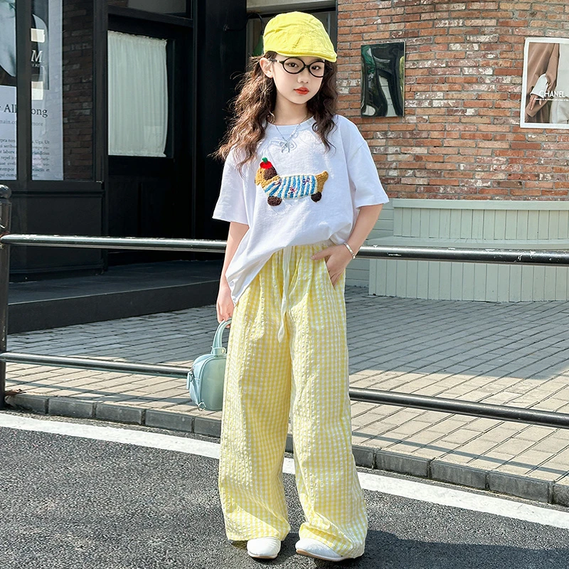 女童套装夏装6-12岁潮款洋气大童短袖衣服夏季薄款女孩休闲两件套