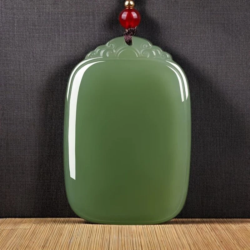 和田玉平安无事牌吊坠男女大号平安无字牌玉佩本命年玉石玉坠挂件