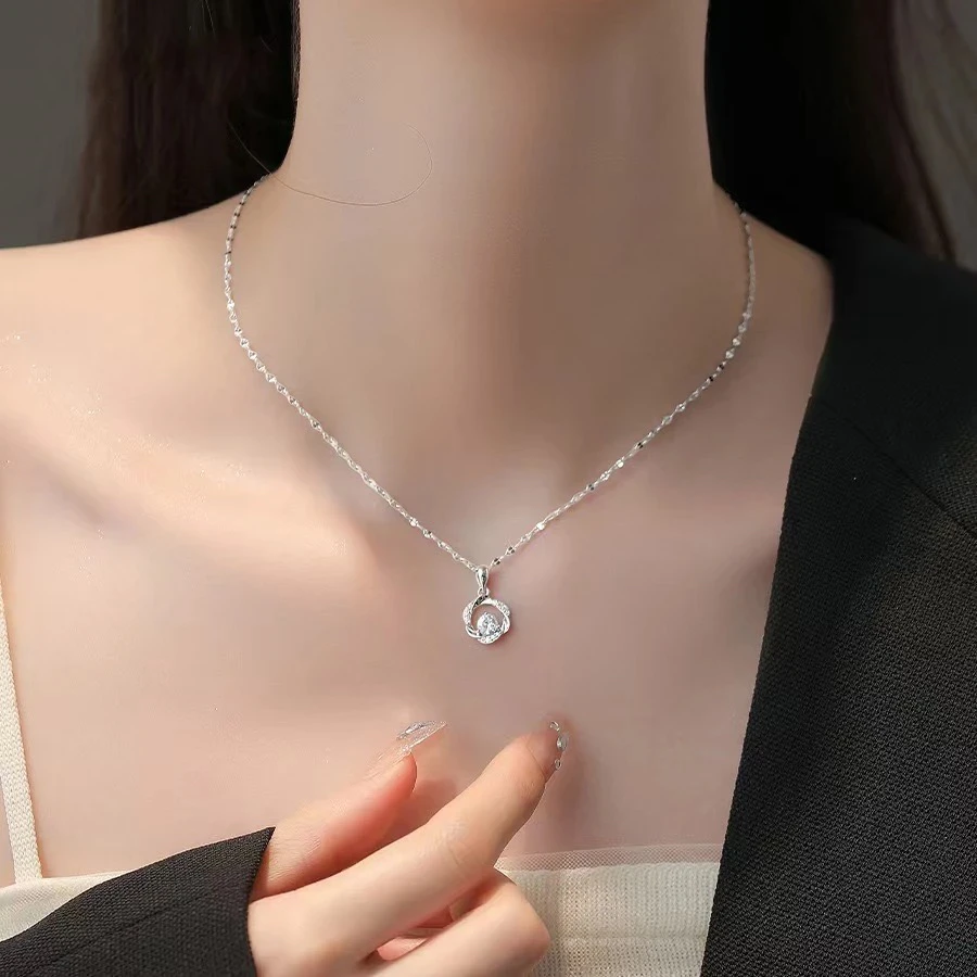 坠链均足银 999银莫比之心项链女轻奢锁骨链生日情人节礼物送女友