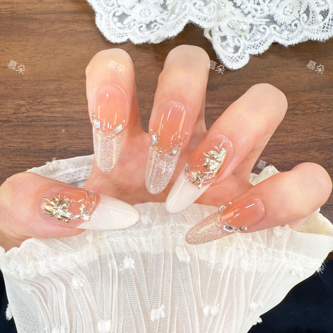 【金秋】纯手工穿戴甲气质猫眼显白美甲成品可拆卸十片
