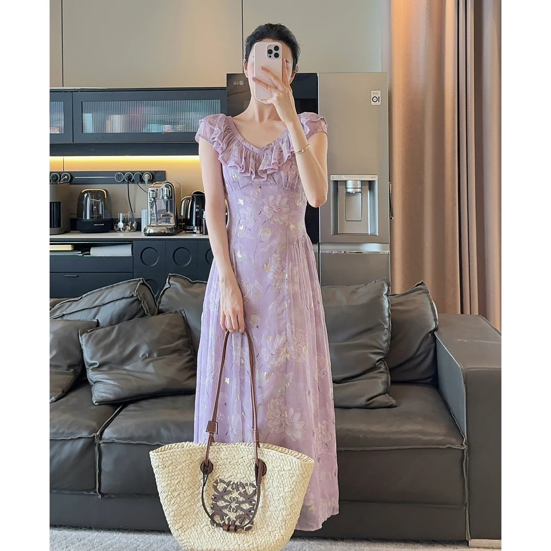 Zwinnie/詹维尼【紫色烫金】连衣裙 GYS202591