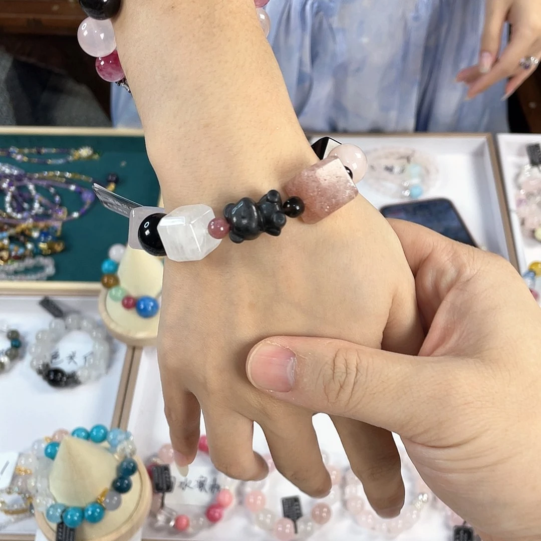 水晶手链银S925镀金镶嵌