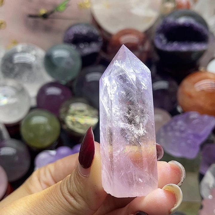 未镶嵌珠宝半成品水晶59紫水晶柱高5.6宽2.1
