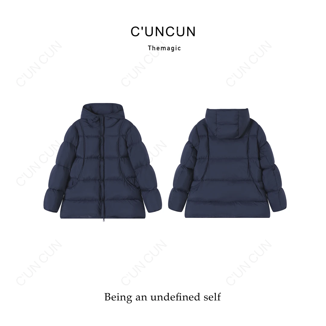 【村村CUNCUN】大牌极简气质设计感保暖显瘦冬季连帽羽绒服