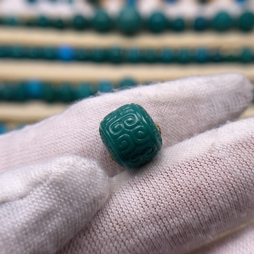 绿松石未镶嵌珠宝奇石回纹老型10.5mm