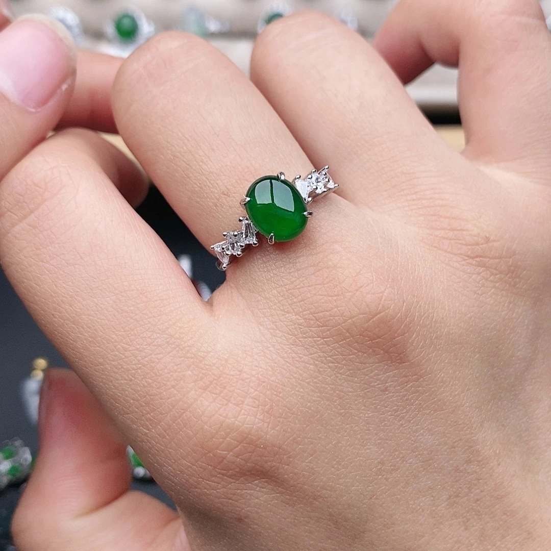 翡翠银S925镶嵌戒指