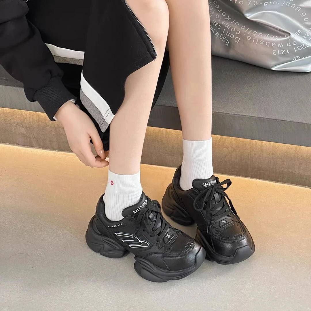 C9100  黑色   时尚老爹鞋女增高厚底时装2025新款休闲运动鞋