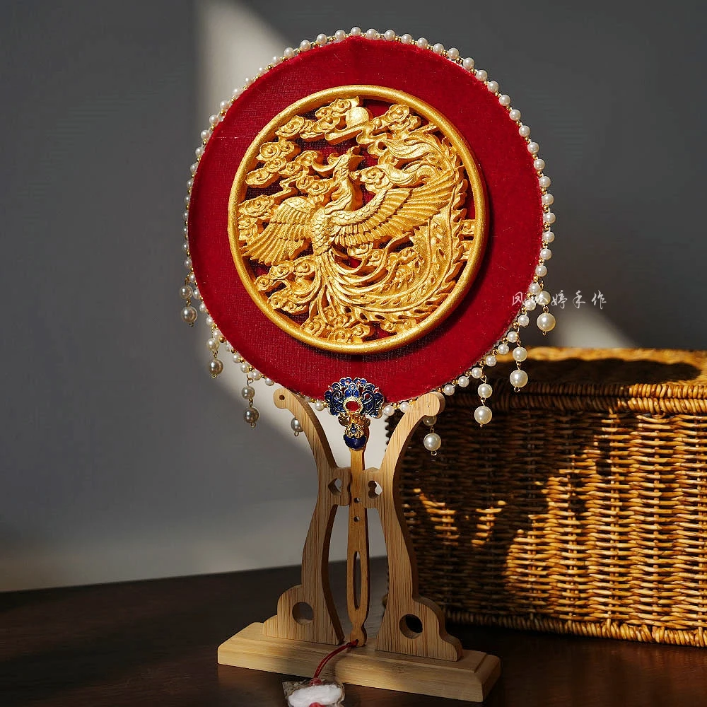 团扇新娘结婚手捧花材料包喜扇手工秀禾婚扇diy婚礼出嫁礼物高级