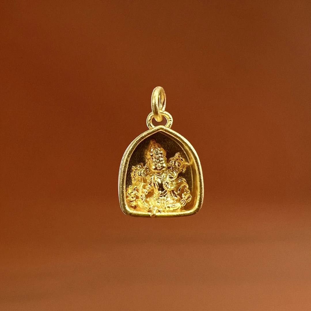 足金绿度母小吊坠 13.4*10.4*3.8mm 金3.3-3.7g