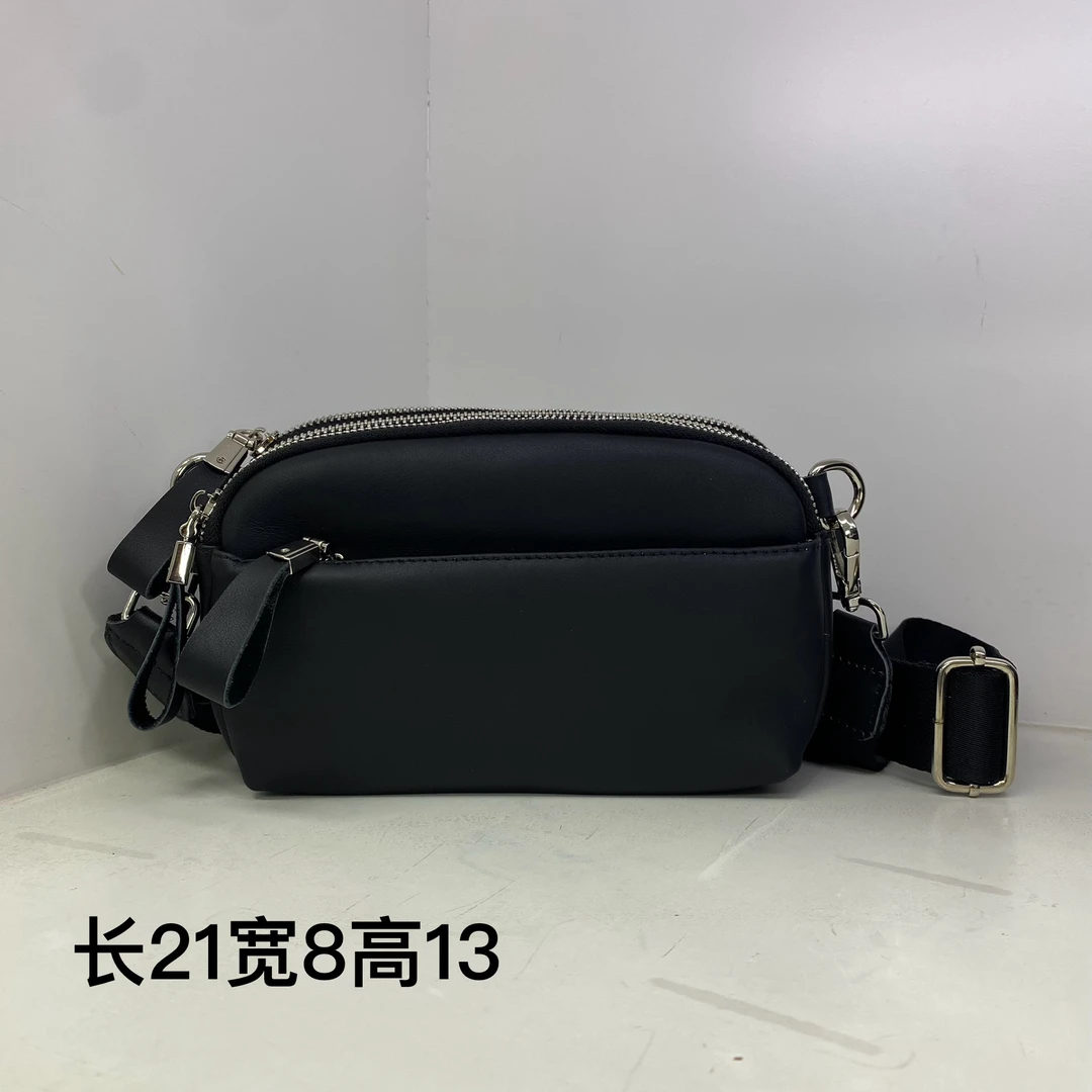 【头层牛皮】真皮女包单肩斜挎包新三层黑色