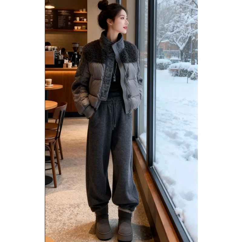【布朗尼套装】欧货时髦保暖棉衣外套+休闲裤两件套高级感时尚秋冬